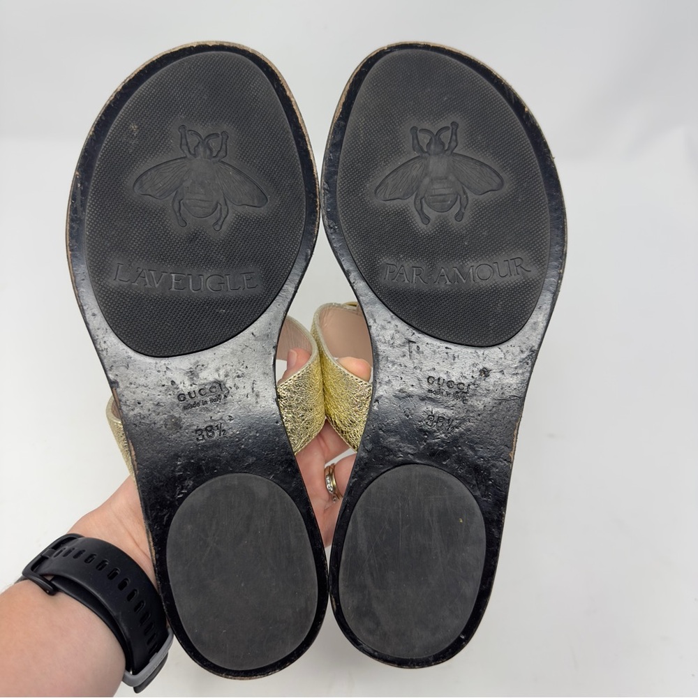 Gucci Flat Marmont Leather Thong Sandals - Picture 7 of 9